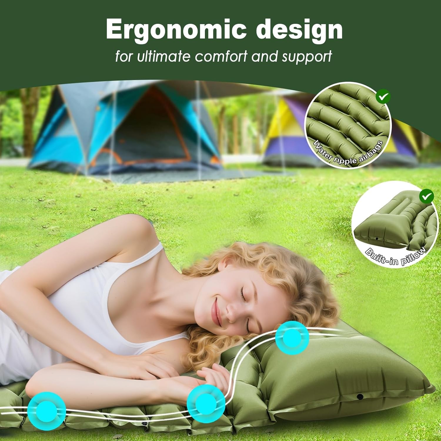 Ultralight Camping Sleeping Pad with Pillow and Pump