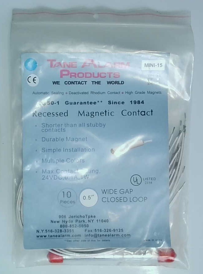 Tane Alarm Products MINI-15 Recessed Contacts With Rare Earth Magnets Bag of 10