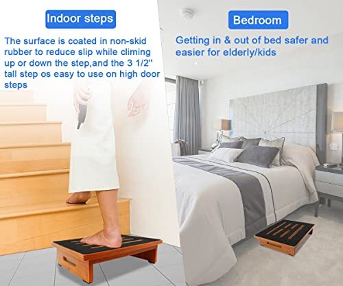 One Step Stool for Adults Seniors with Non-Slip Rubber Stepping Feet Heavy Du...