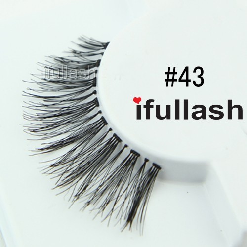 #43 6,12 Pairs ifullash 100% Human Hair False Black Eyelashes
