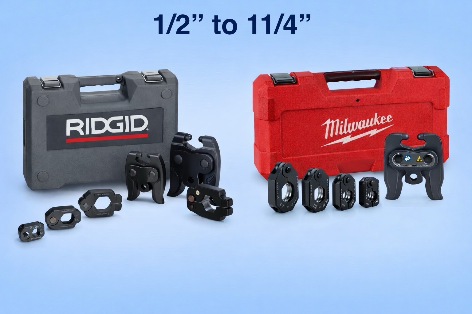 1/2"- 11/4" Pivoting jaws Pro Press  Kit works with MILWAUKEE, RIDGID & Vevor.