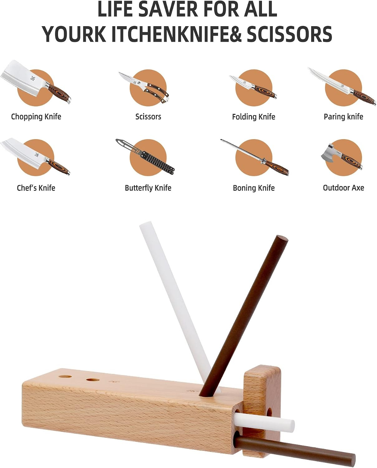 4-Rod Turn Box, Ceramic Sharpener Rod from Kitchen Sharpening Tool, Portable Man