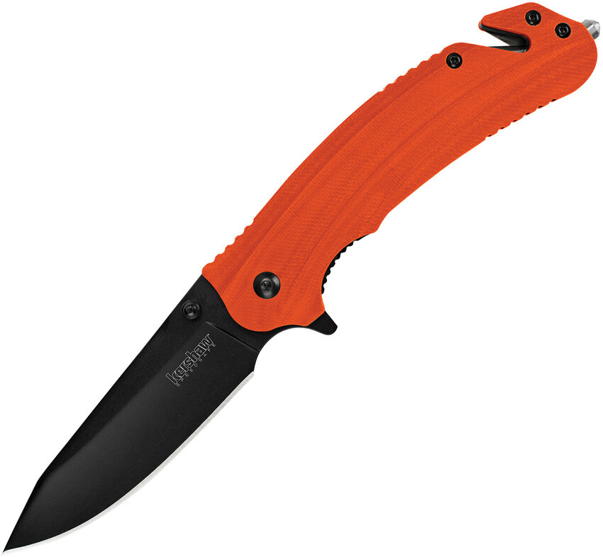 Kershaw Barricade Linerlock A/O Blade Glass Breaker Orange Folding Knife 8650