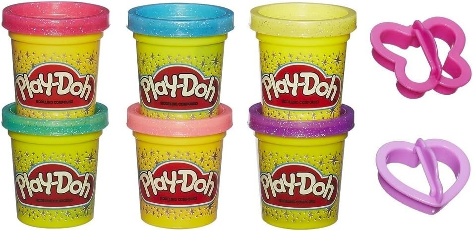Hasbro Play-Doh Sparkle Compound 6 Color Collection w/Cutters