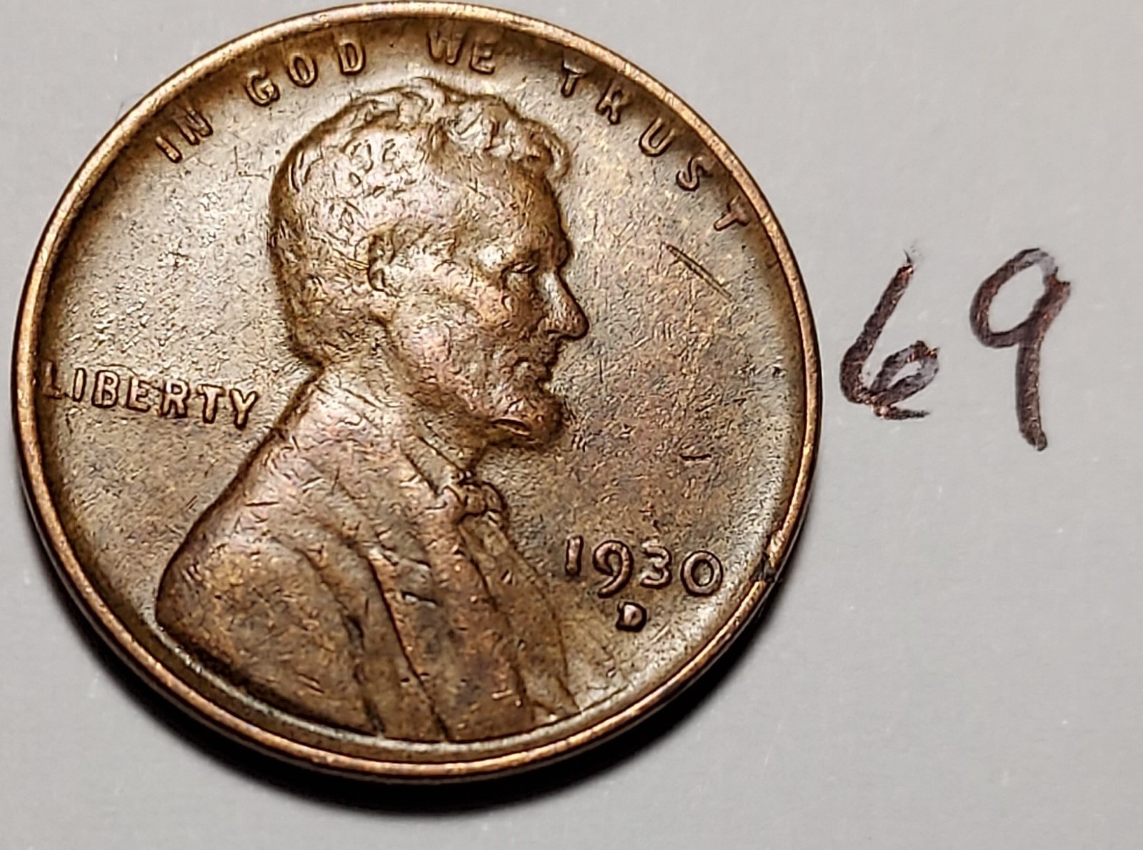 1930-D Lincoln Wheat Cent VERY FINE  #69