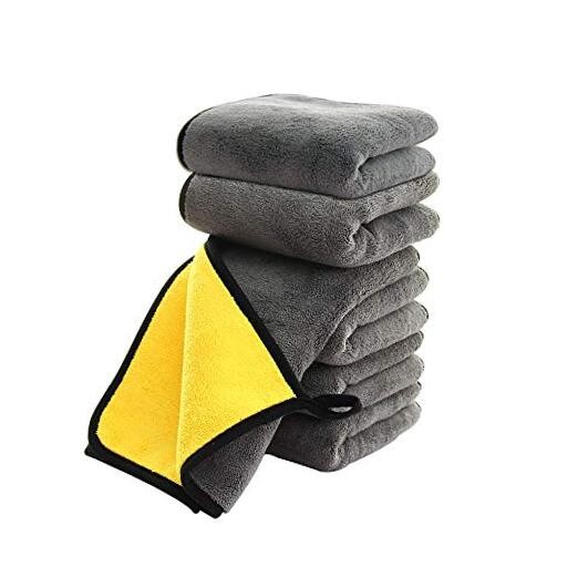 Ultrasoft, Large, Thick and Quick Drying Car 6pack,16 X 16inches Grey-yellow
