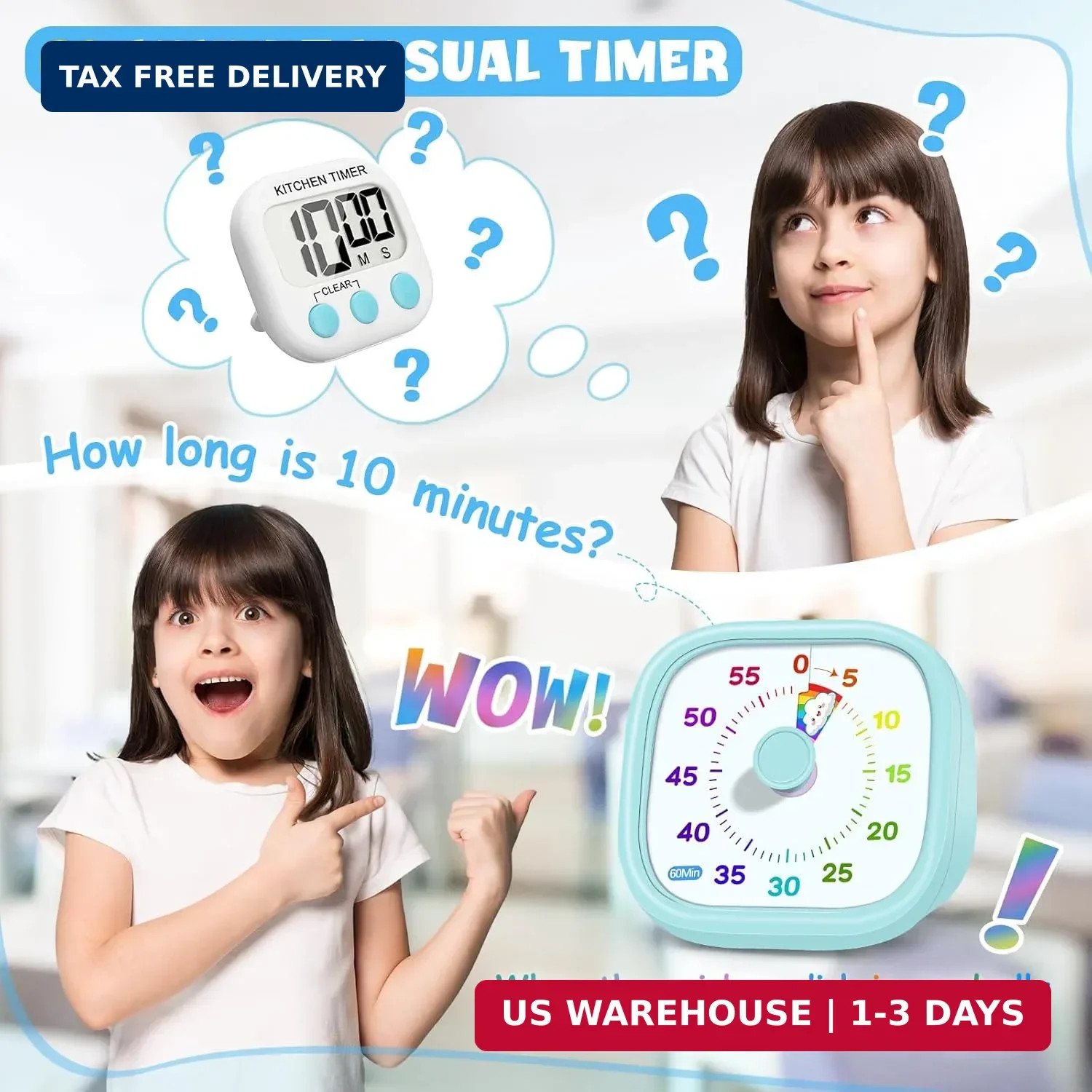 Visual Timer for Kids - 60 Minute Pomodoro Timers for Classroom Kitchen Office