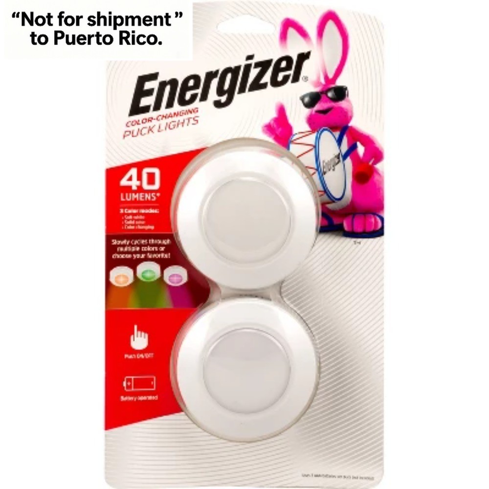 2pk 40 Lumens Indoor LED Color Changing Puck Cabinet Lights White
