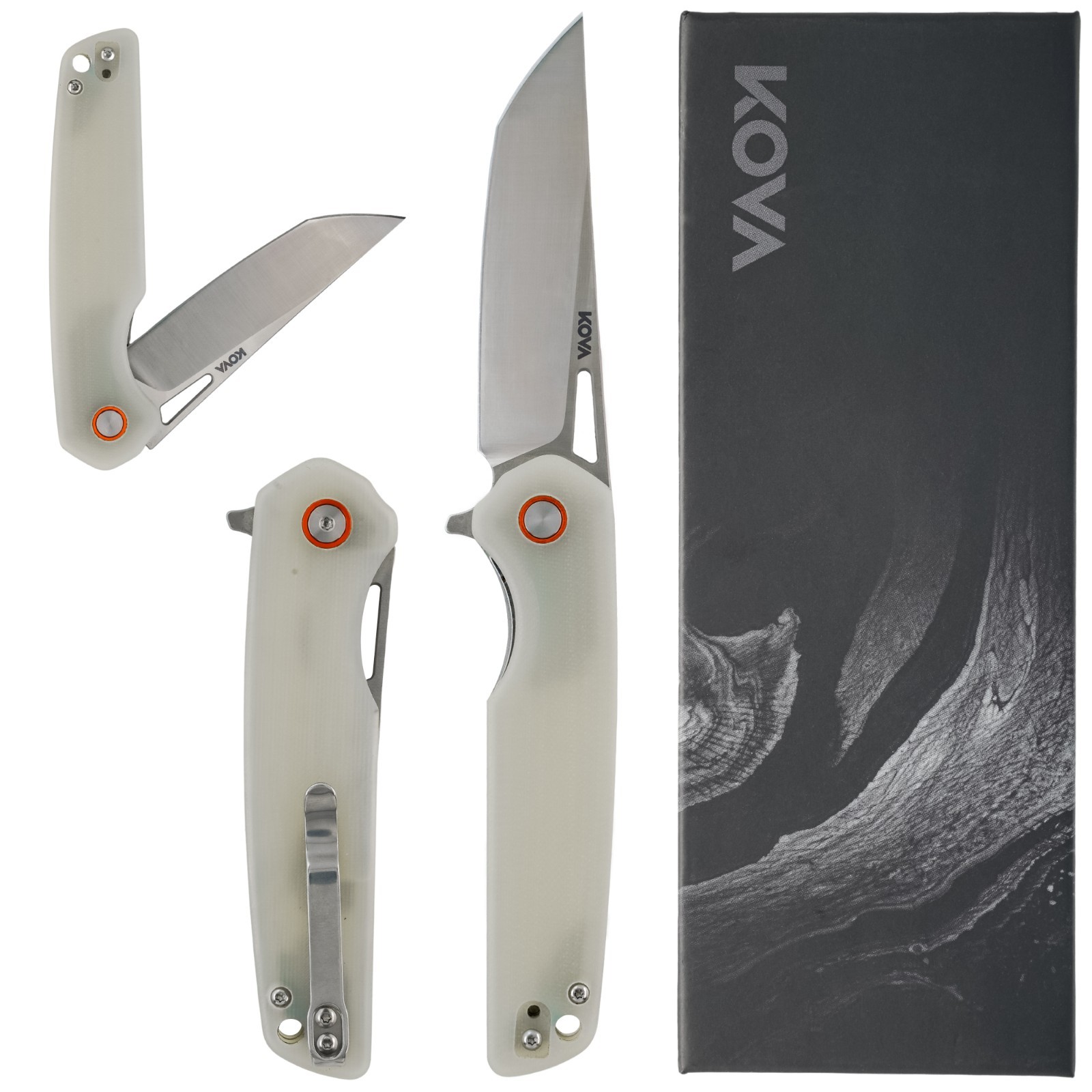 KOVA Nova Folding Knife – 3.35″ D2 Steel Drop-Point Blade, Jade G10 Handle