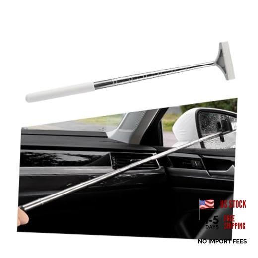 White Telescopic Car Rearview Mirror Wiper - White Glass Squeegee Cleaner