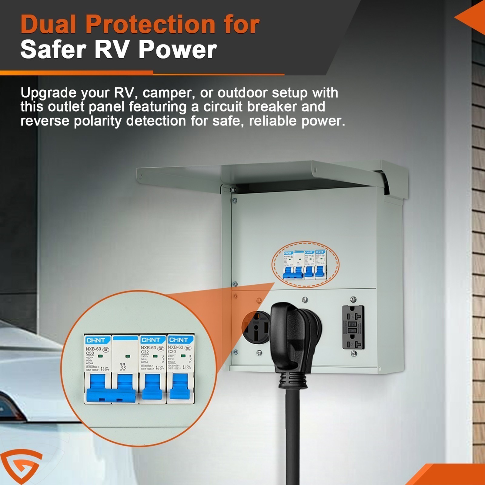 Temporary Power Outlet Panel RV Electrical Panel 20 30 50 Amp Outlet Box -