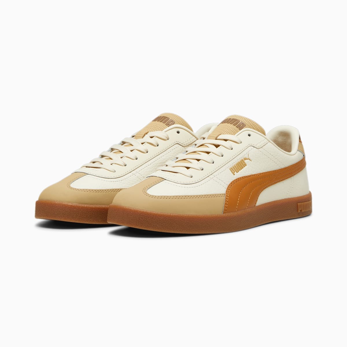 Puma Men's Club II Era, Leather-Alpine Snow-Caramel Latte-Sand Dune, Alpine Snow