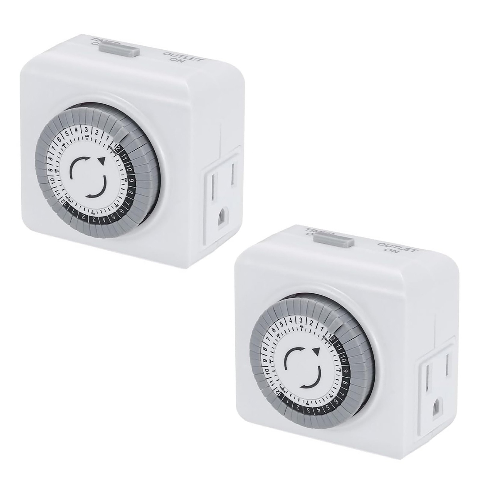 2 Pack 110-125V 3-Pin Timer Switch For Street Light 24-Hour Programmable Device