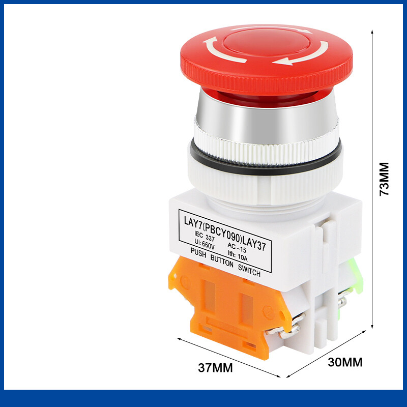 LAY37-11ZS Self Locking Emergency Stop Mushroom Push Button Switch 22/30mm Mount