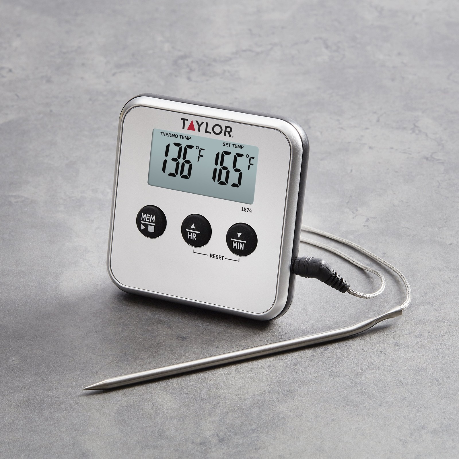 Taylor Digital Wired Probe Programmable Meat Thermometer with Timer