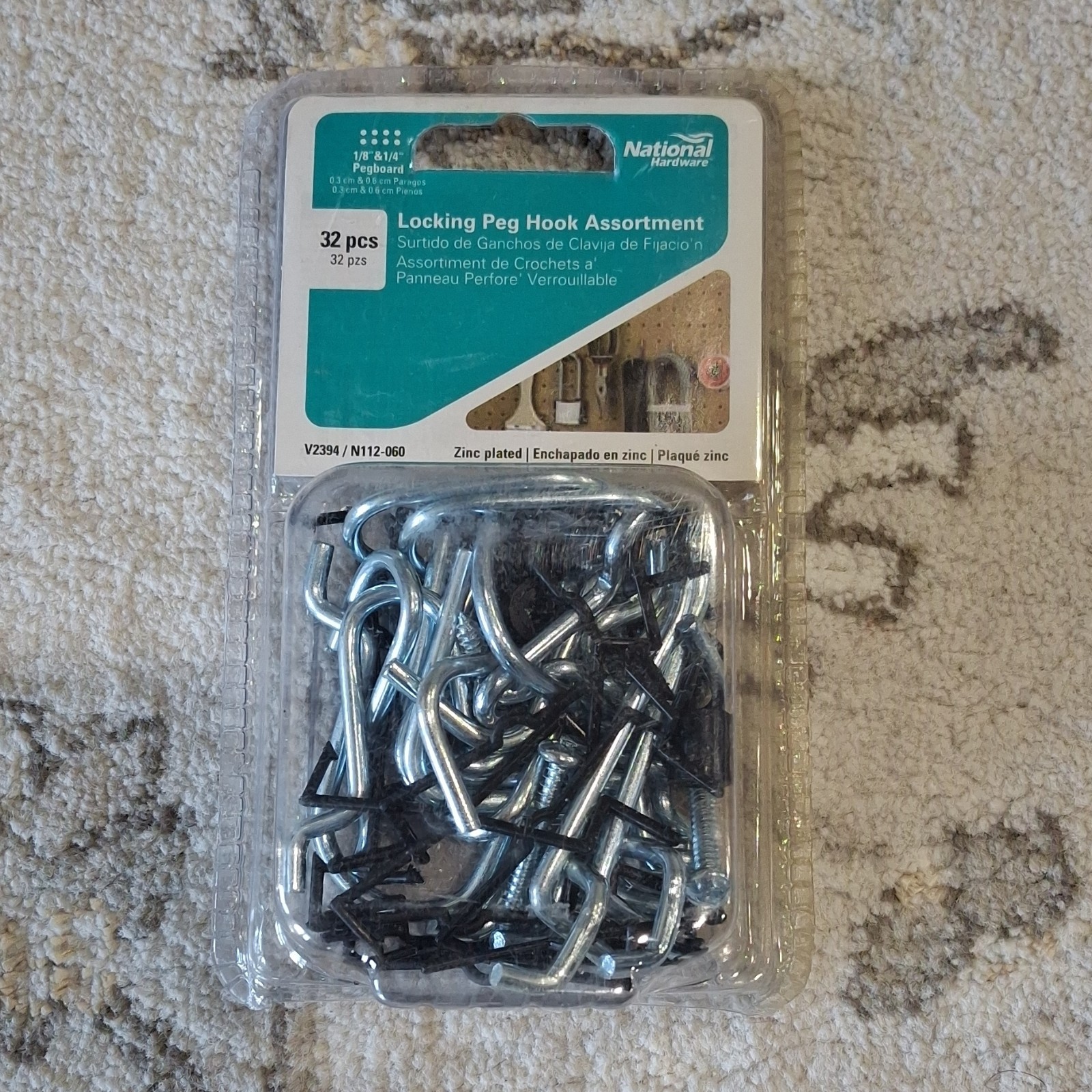 National Hardware Pegboard Hook Assortment Locking Hooks Loop Steel - 79 Pieces