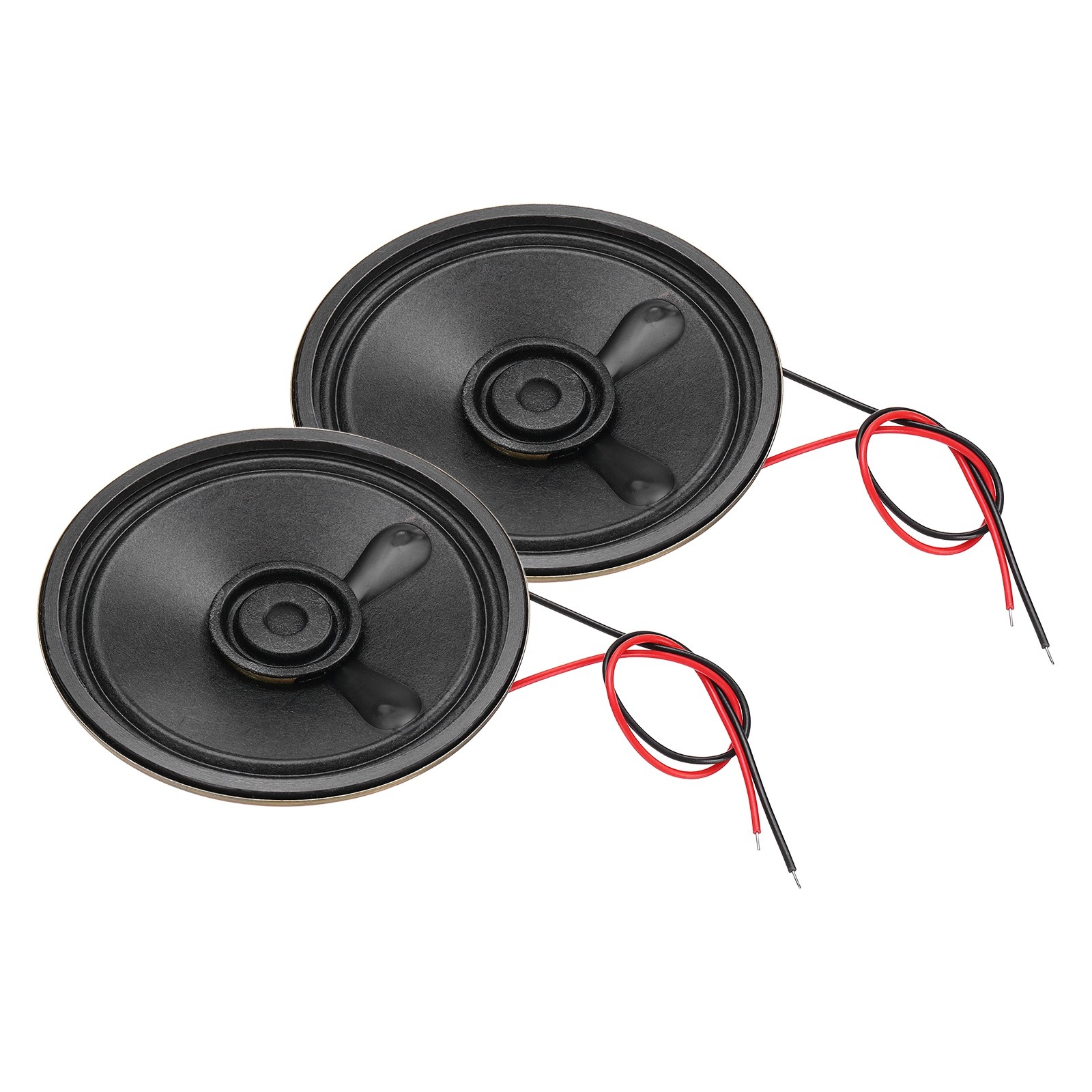 2 Pcs 0.5W 8 Ohm Small Speakers Metal Round Speaker with Wires, 50x12mm Black