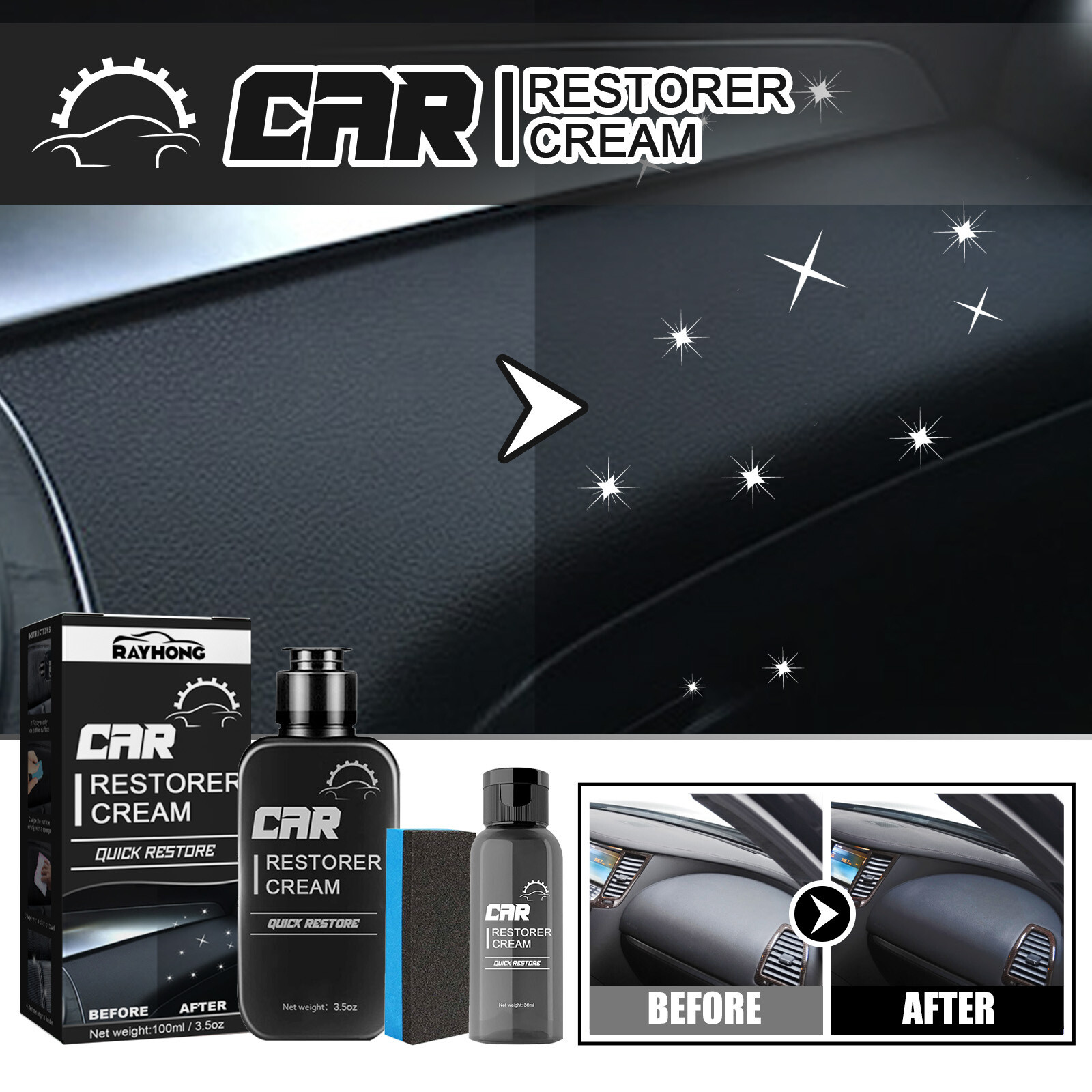 Car Interior Coating Refresher Plastic Dashboard Wax Dust Polish Leather Care