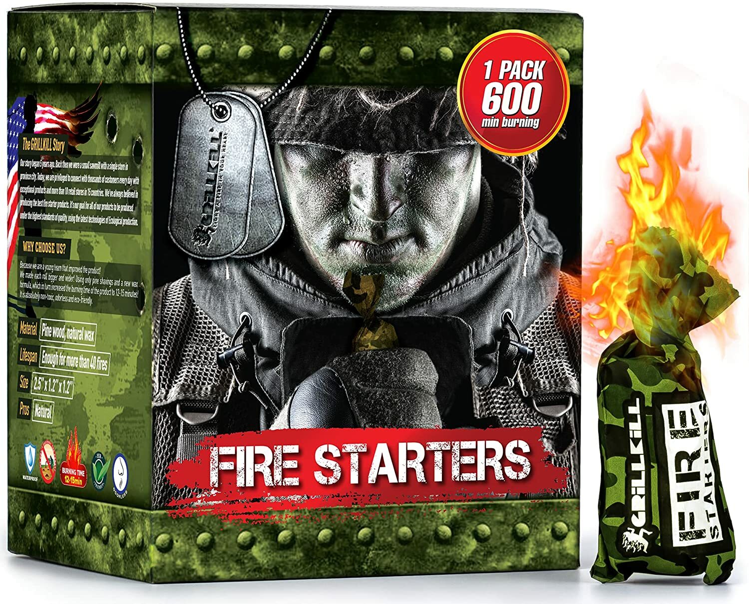 40 pieces 600+ Minute Burning Fire Starter Big Pack Waterproof NEW