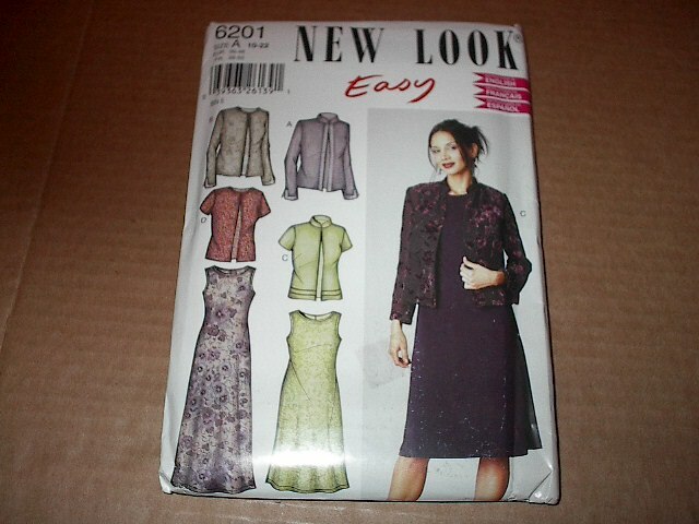 New Look Pattern 6201 ~ Misses' Dress in Two Lengths and Jacket Sz 10 ~ 22 Uncut