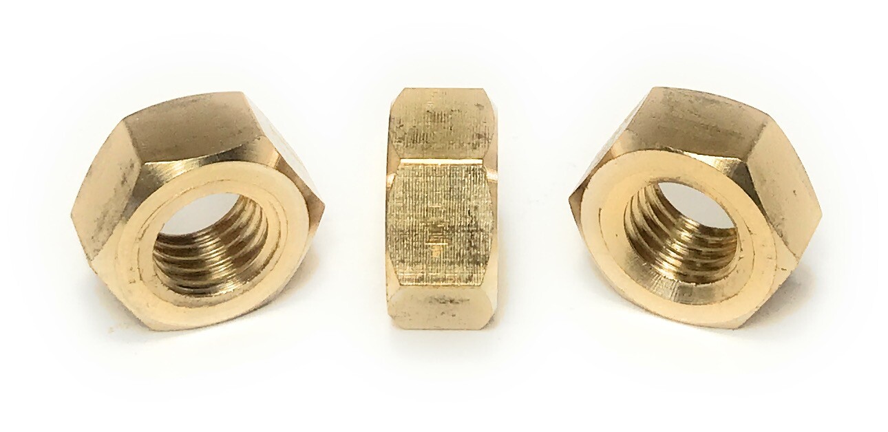 (5) M12-1.75 Solid Brass DIN934 Metric Finished Hex Nut 12mm x 1.75mm QTY:5