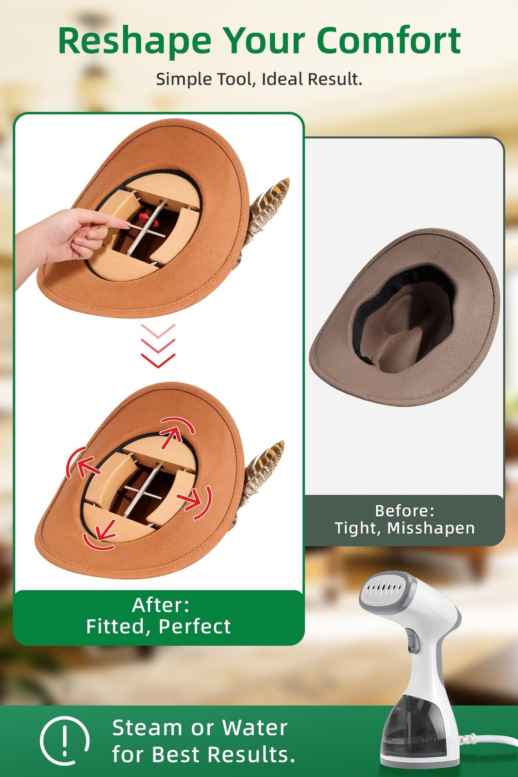 Cowboy Hat Stretcher for Fitted Hats Large Size Cowboy Hat Stretcher 4-Way Ex...