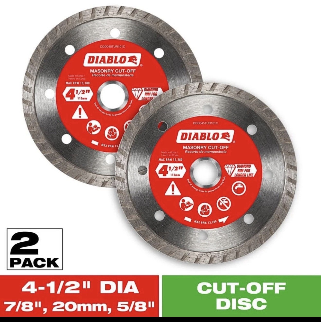 DIABLO 4-1/2 in. Turbo Rim Masonry Diamond Cut Off Blade Value Pack (2-Pack)