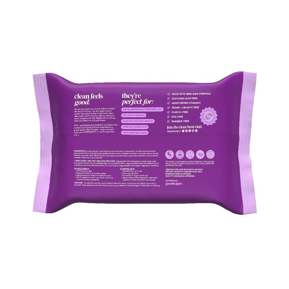 Flushable Lavender Scented Wet Wipes 3 Packs 150 Count Moist Toilet Tissue