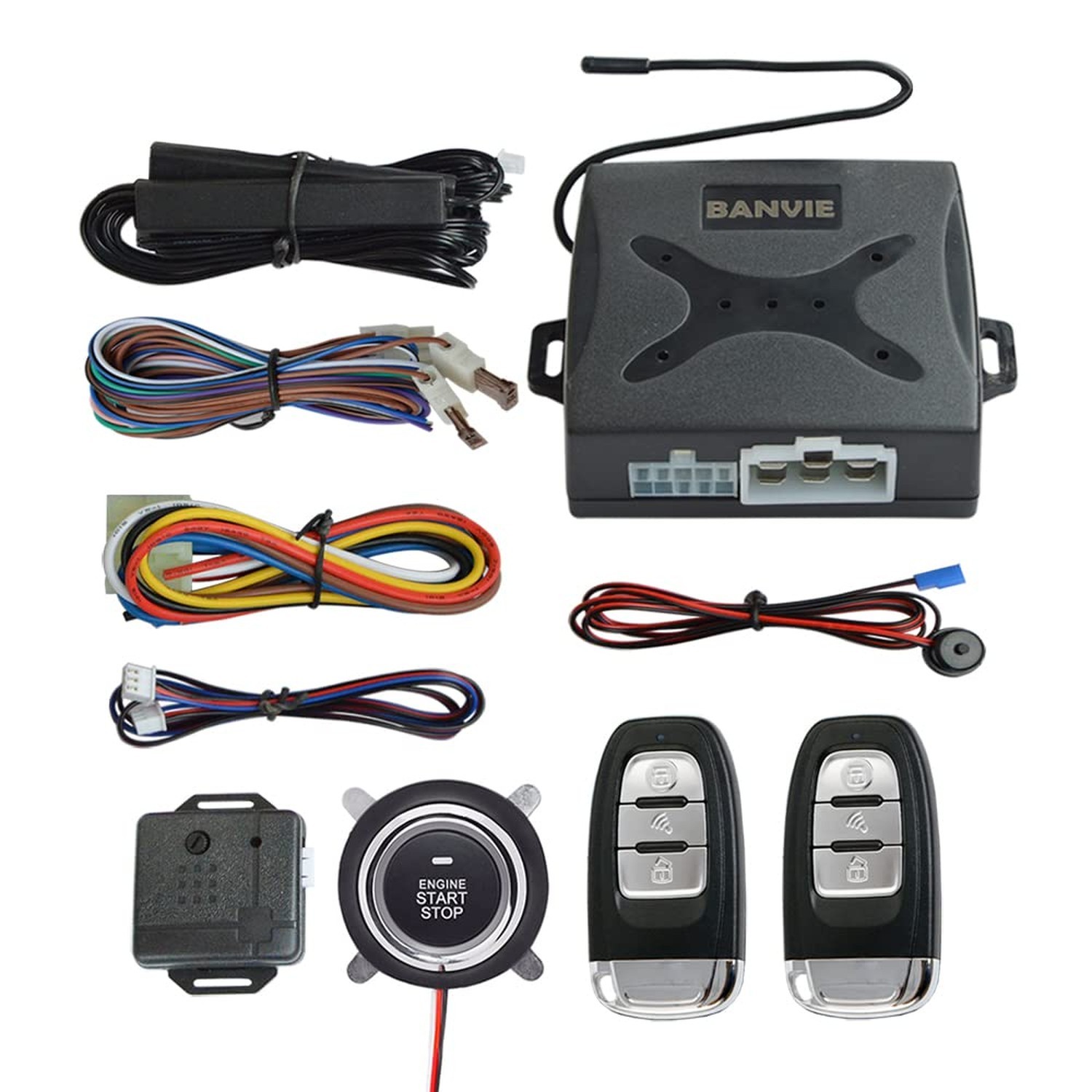 ① Passive keyless Entry Car Alarm System + ② Remote Engine Starter +