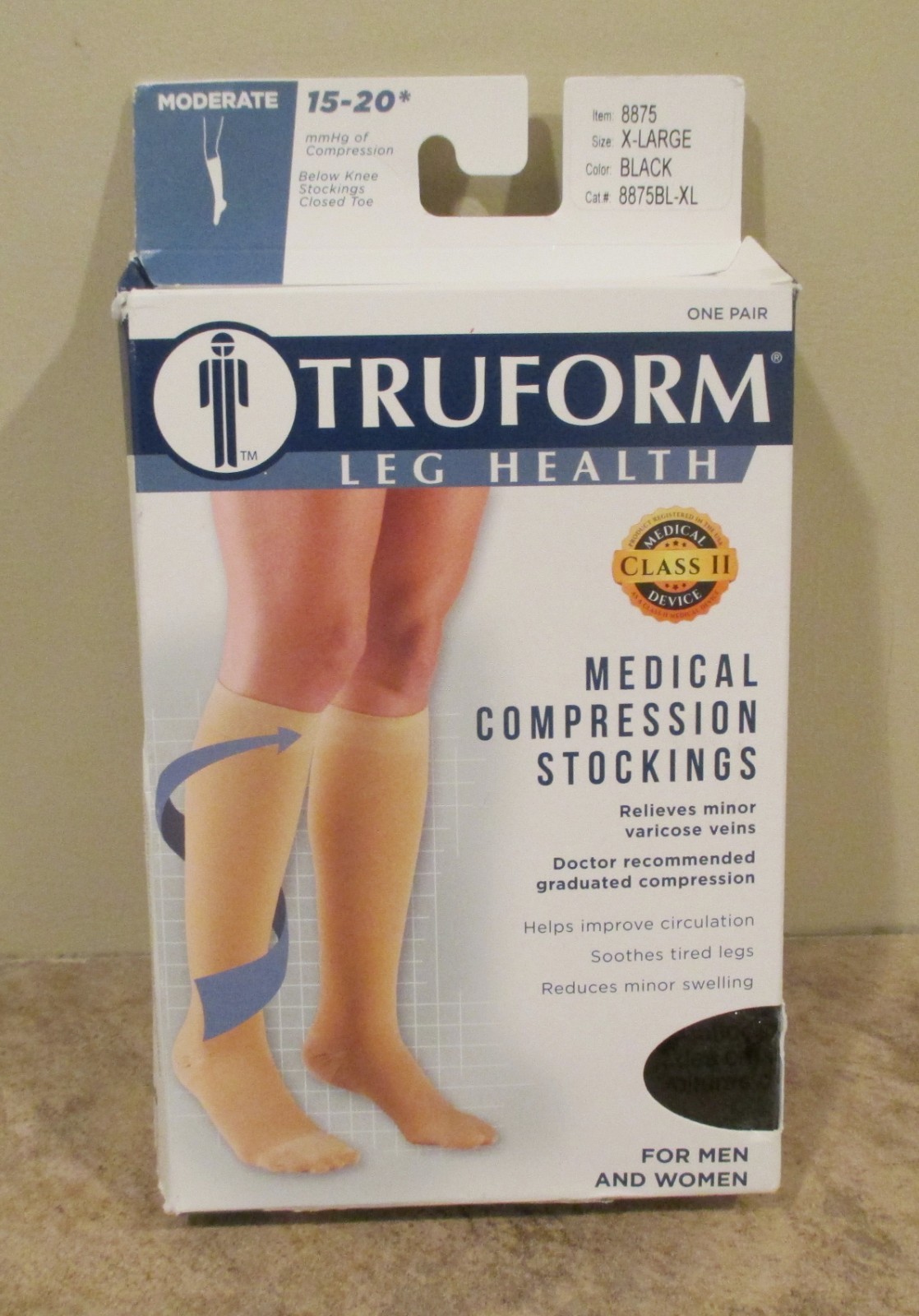 Truform Medical Compession Stockings -15-20mmHg- Black - Size XL Men/Women - NIP