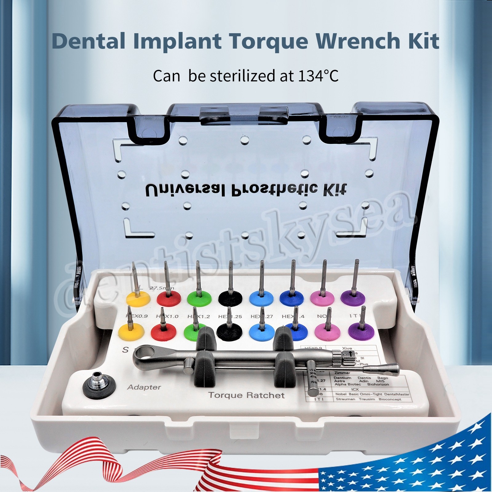 Universal Implant Prosthetic Kit Screwdriver Hex Driver Torque Wrench 16 drivers
