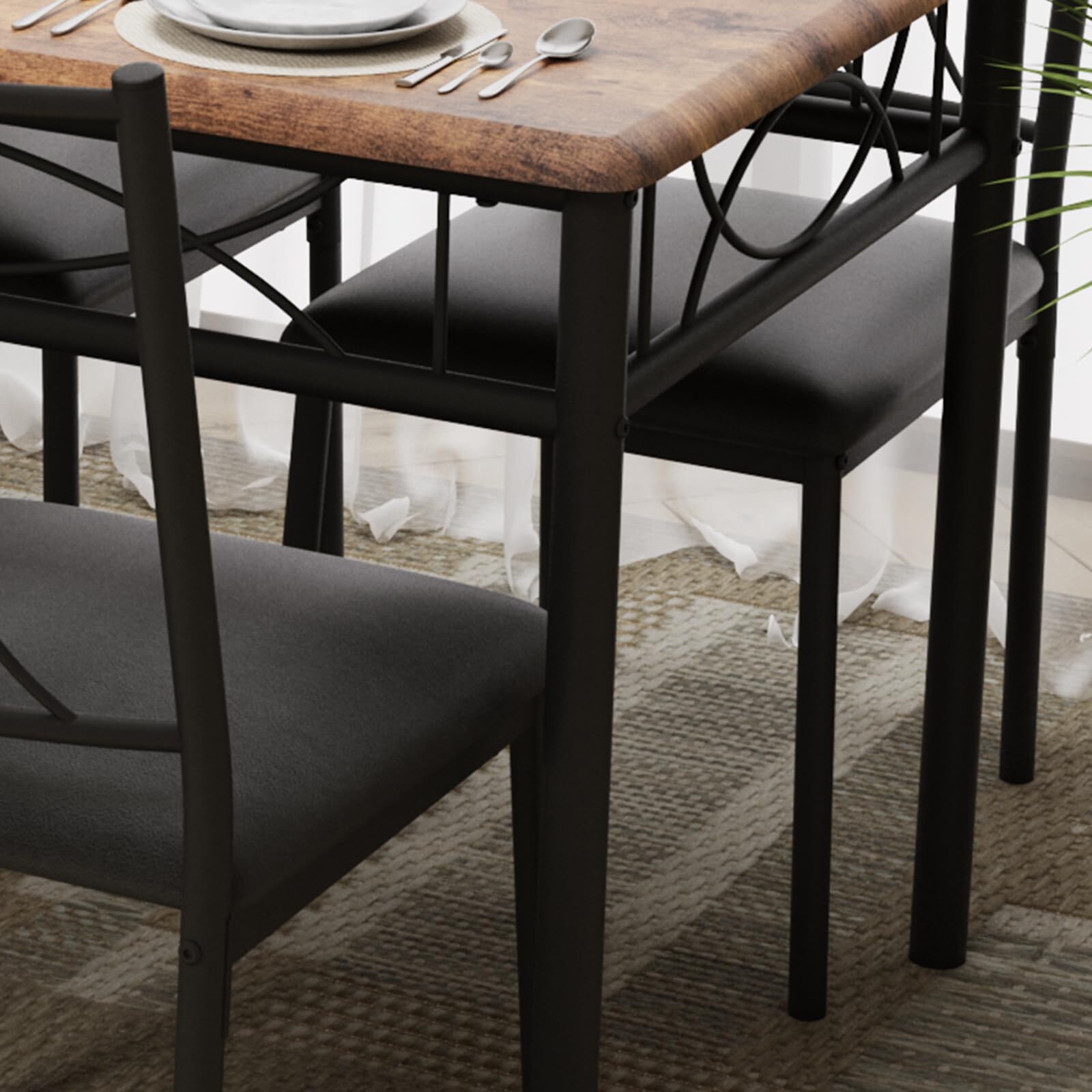 5 Piece Dining Table Set for 4 ,Dinette Kitchen Table and 4 Upholstered Chairs