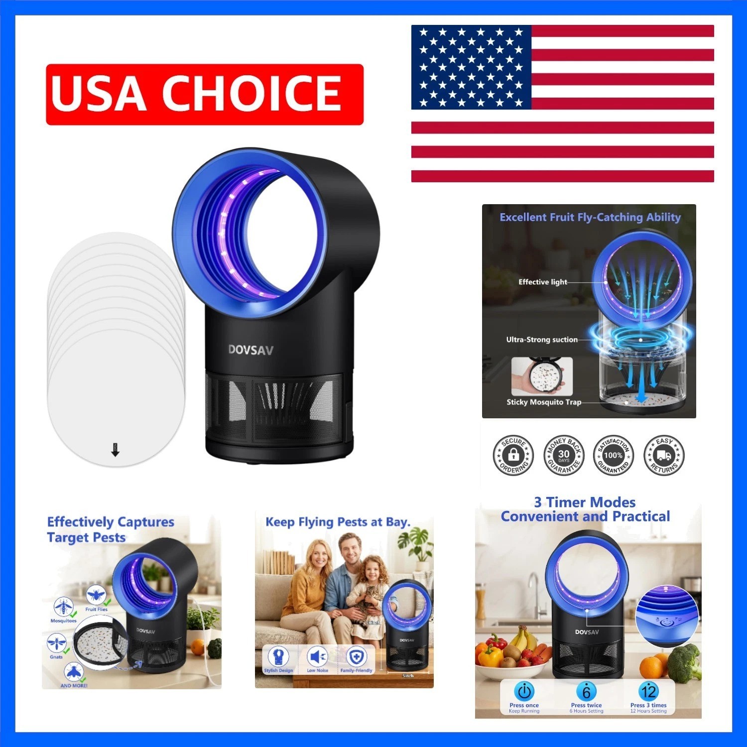 Fruit Fly Trap for Indoors, Blue Bug Zapper Indoor with Suction & Timer | Uv ...
