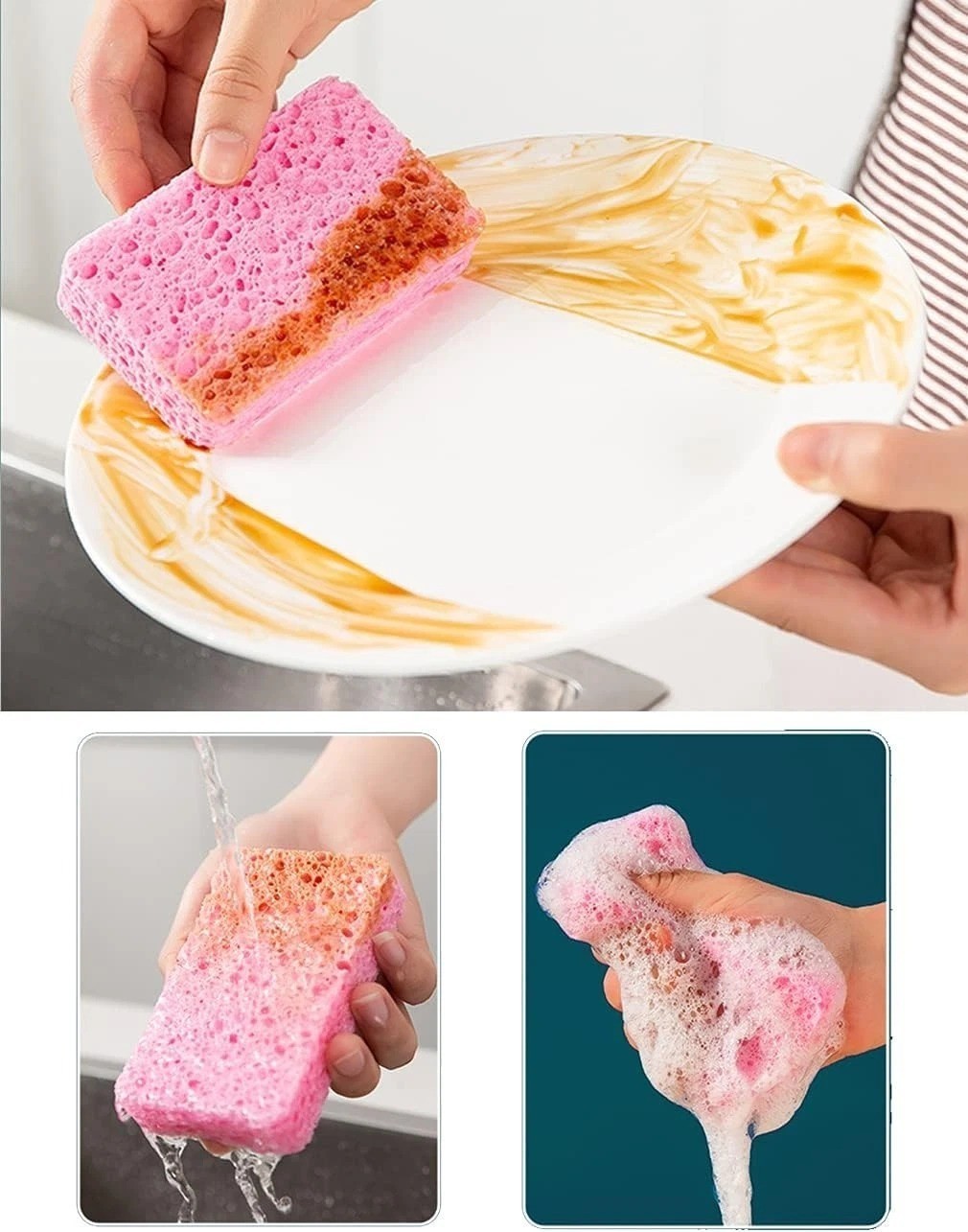 12-Count Kitchen Sponges Compressed Cellulose Sponges Non-Scratch