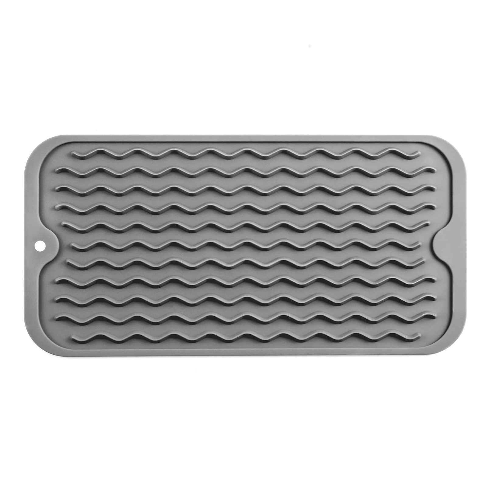 Silicone Dish Drying Mat, Heat-Resistant, Eco-Friendly, 12x6 Inch, Grey