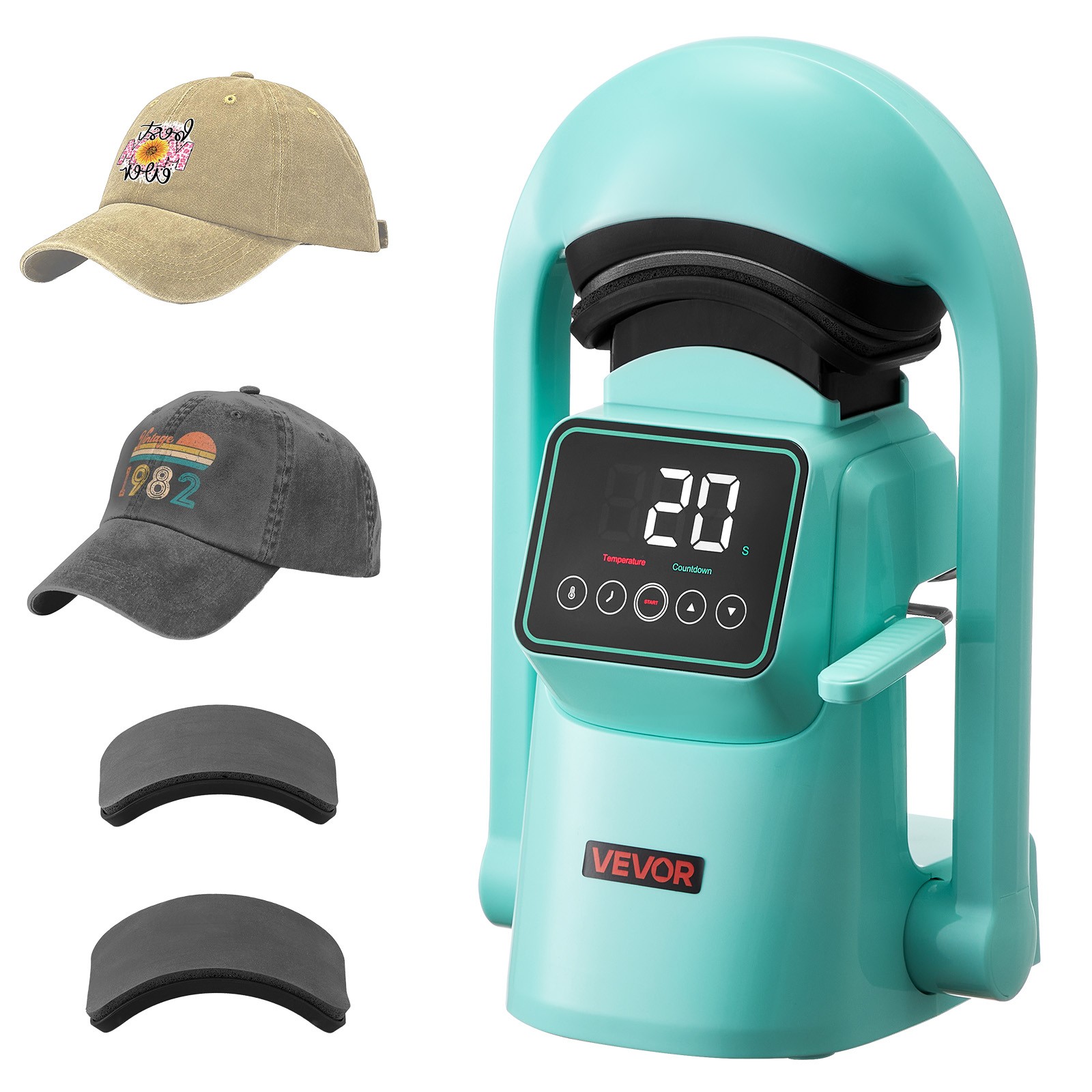 VEVOR Auto Hat Heat Press Machine with 2pcs Interchangeable Platens Touchscreen