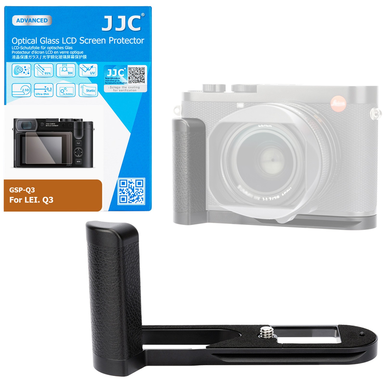 JJC HG-Q3 Metal Arca Swi Screen Hand Grip Holder Protector Protector Leica Q3/Q3