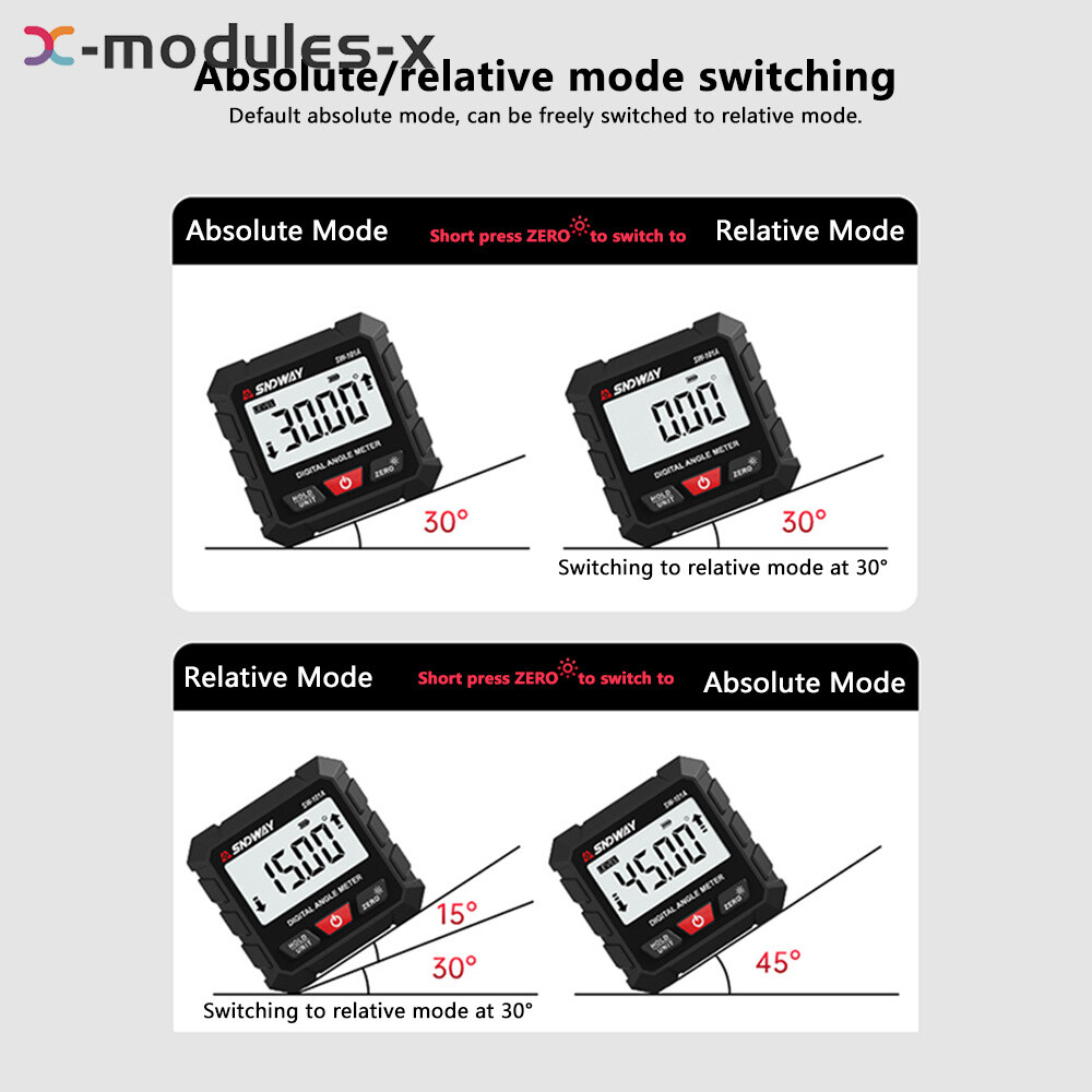 SNDWAY Digital Angle Gauge Protractor Inclinometer Rechargeable Level Box Gauge