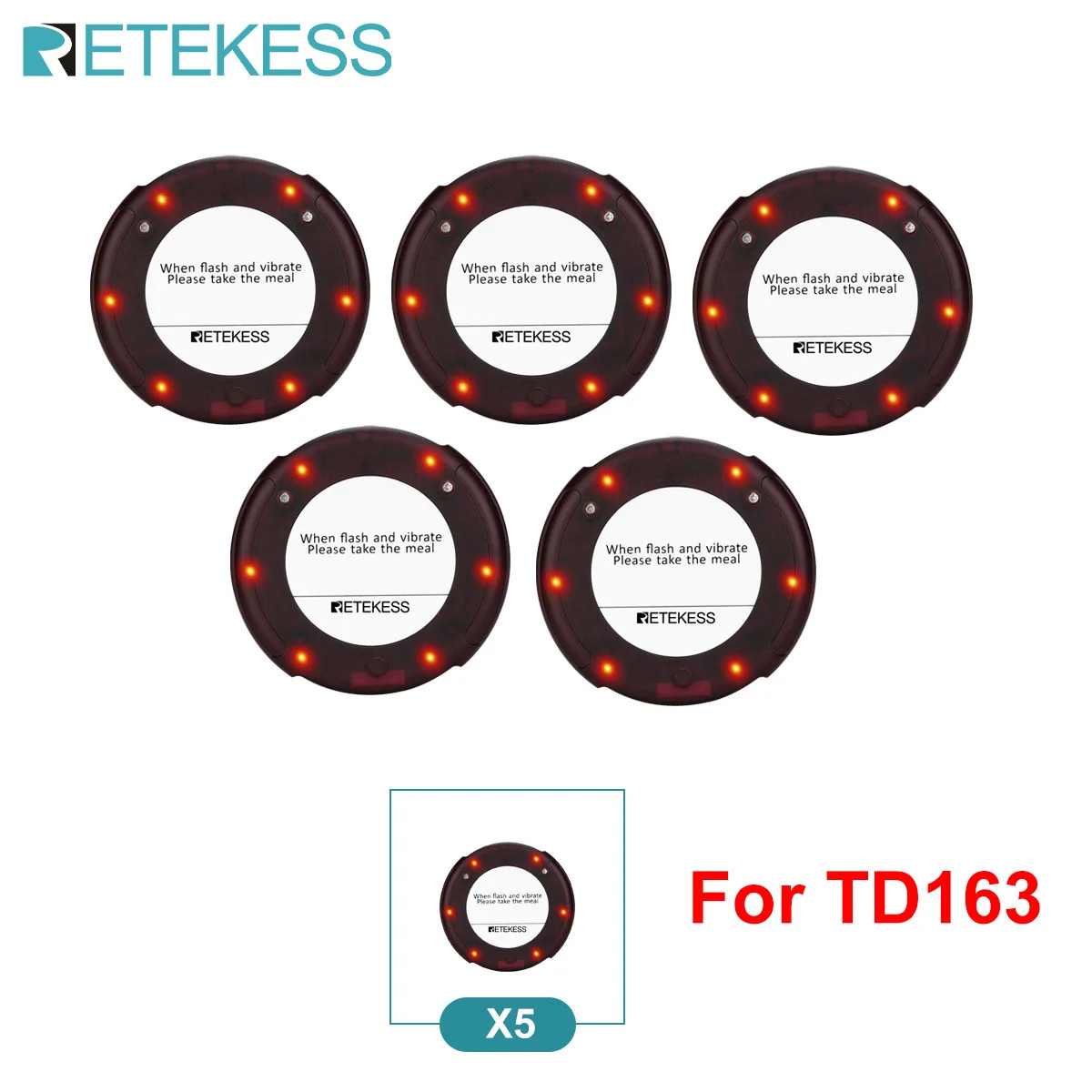 RETEKESS TD163 Restaurant Pager Wireless Calling System with Space Saving Low