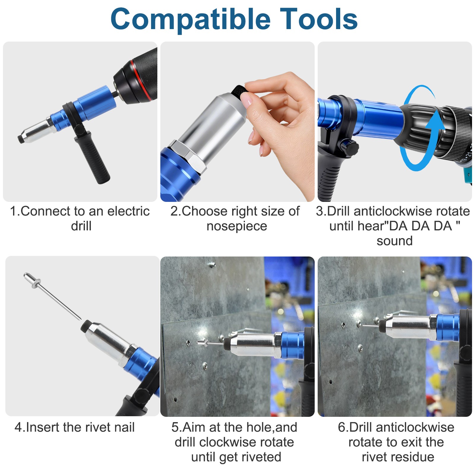 Electric Rivet Nut Gun Adapter Cordless Riveting Tool Insert Nut Drill Tool Kit