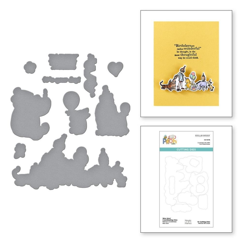 Spellbinders ~SAY CHEESE CLASSIC POOH BIRTHDAY ~ Woo Hoo! S4-1478 Simple Stories
