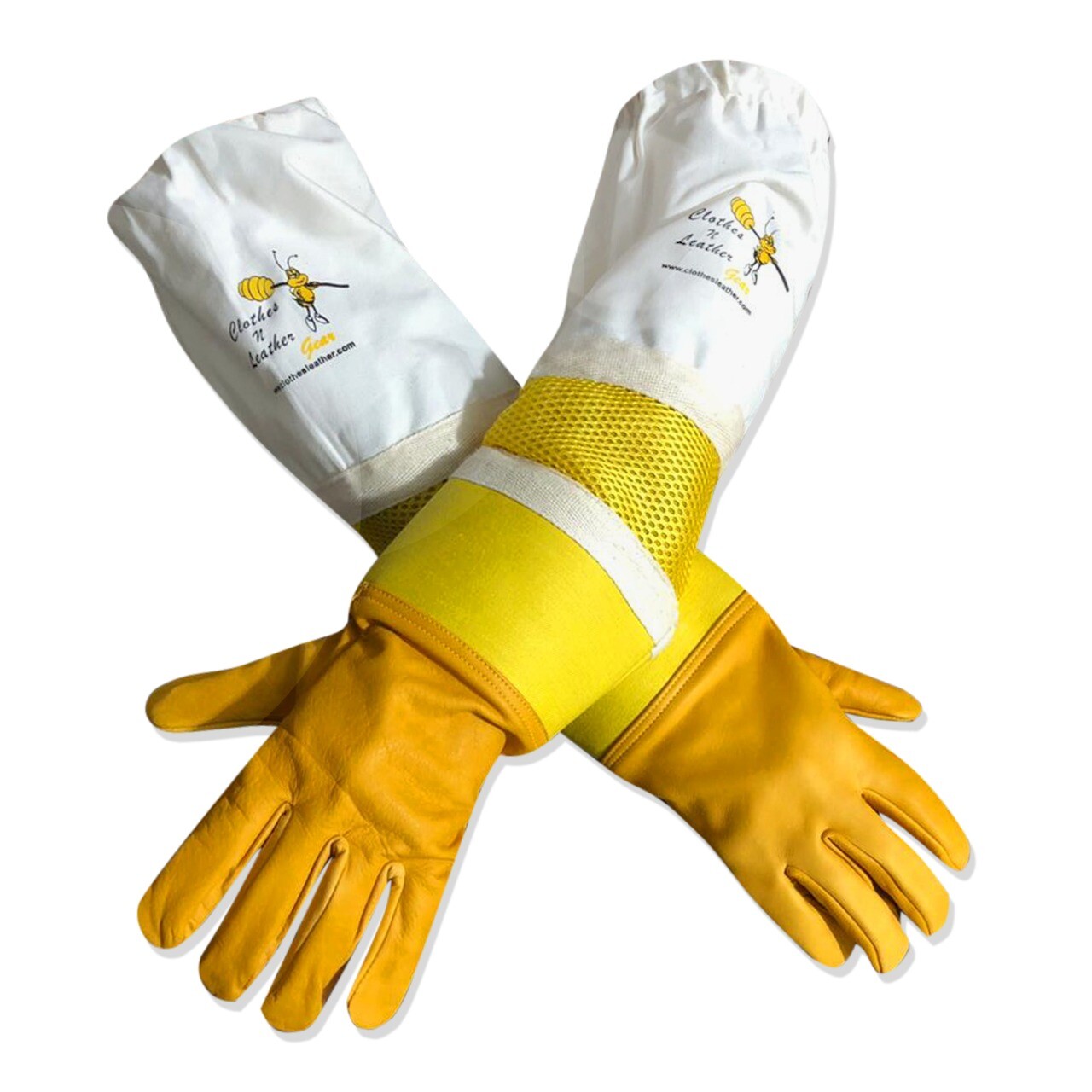 Beekeeping Gloves Adult Semi Ventilated Cowhide Leather & Fabric Cuff (USA Only)