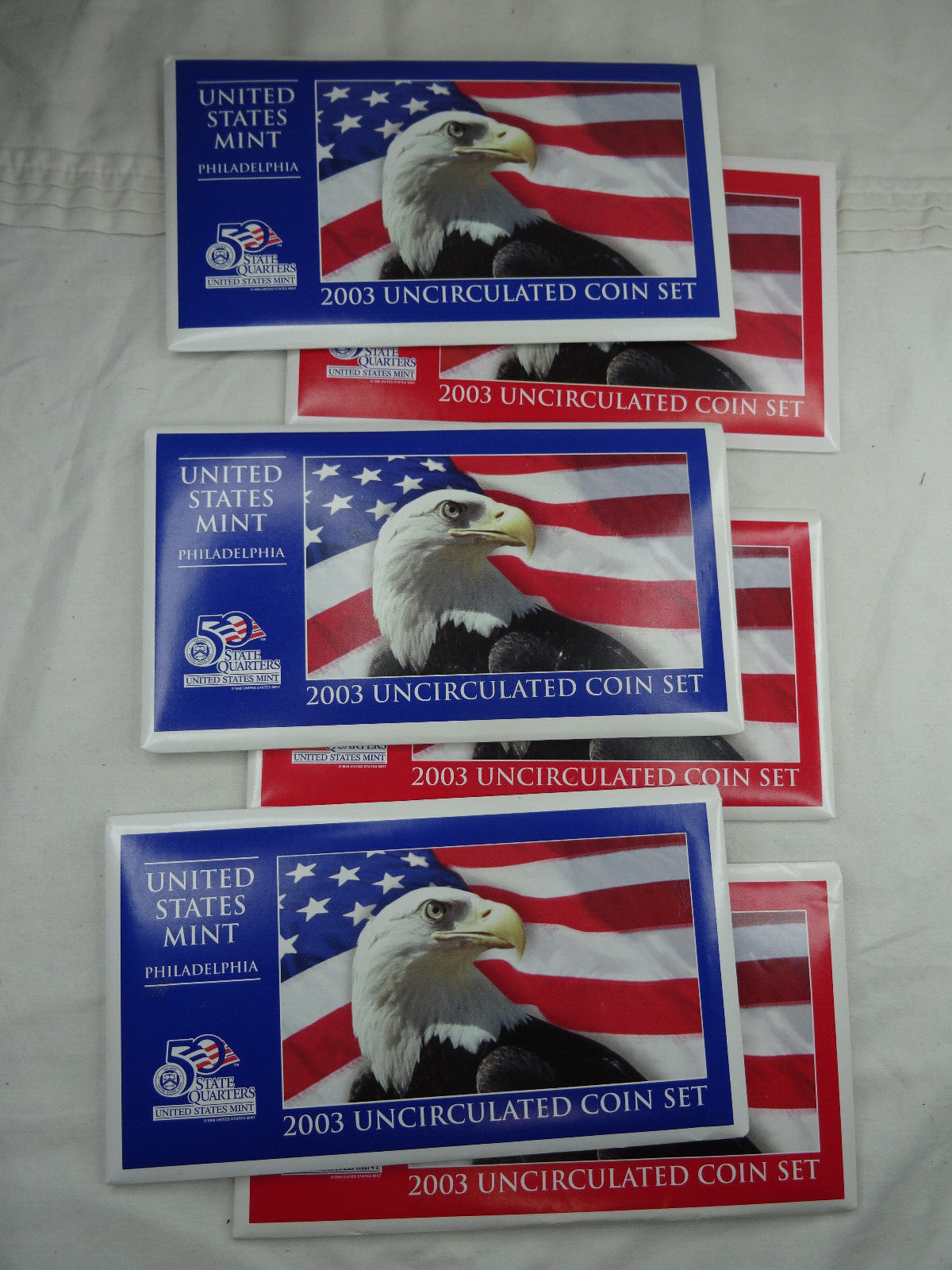 (3) 2003 P & D US Mint Uncirculated Sets 54 Coins OGP Original Envelopes BU