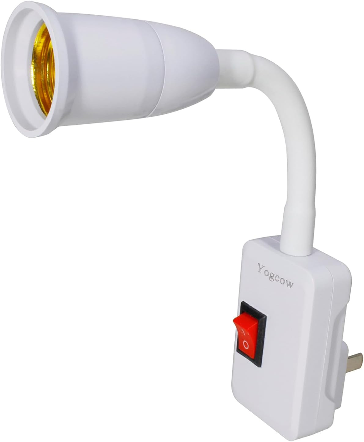 E27/E26 Plug in Light Bulb Socket Adapter Extender with On/Off Switch, Outlet