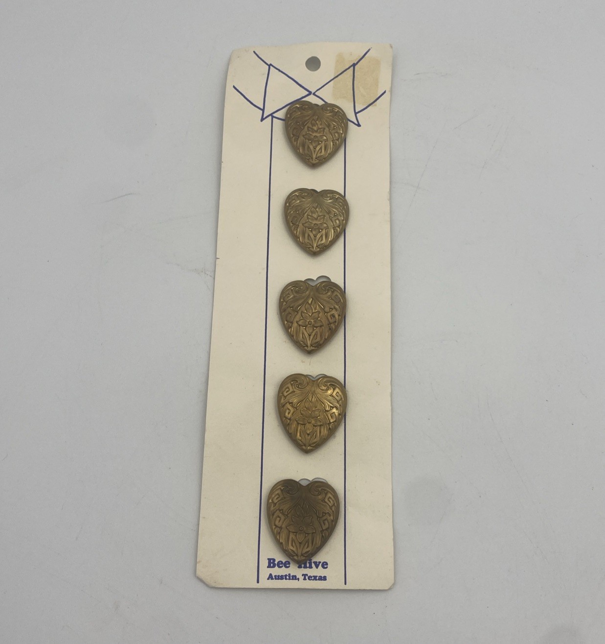 VINTAGE Heart Shaped Gold Tone Button Covers Vintage 1990s Bee Hive Austin Texas