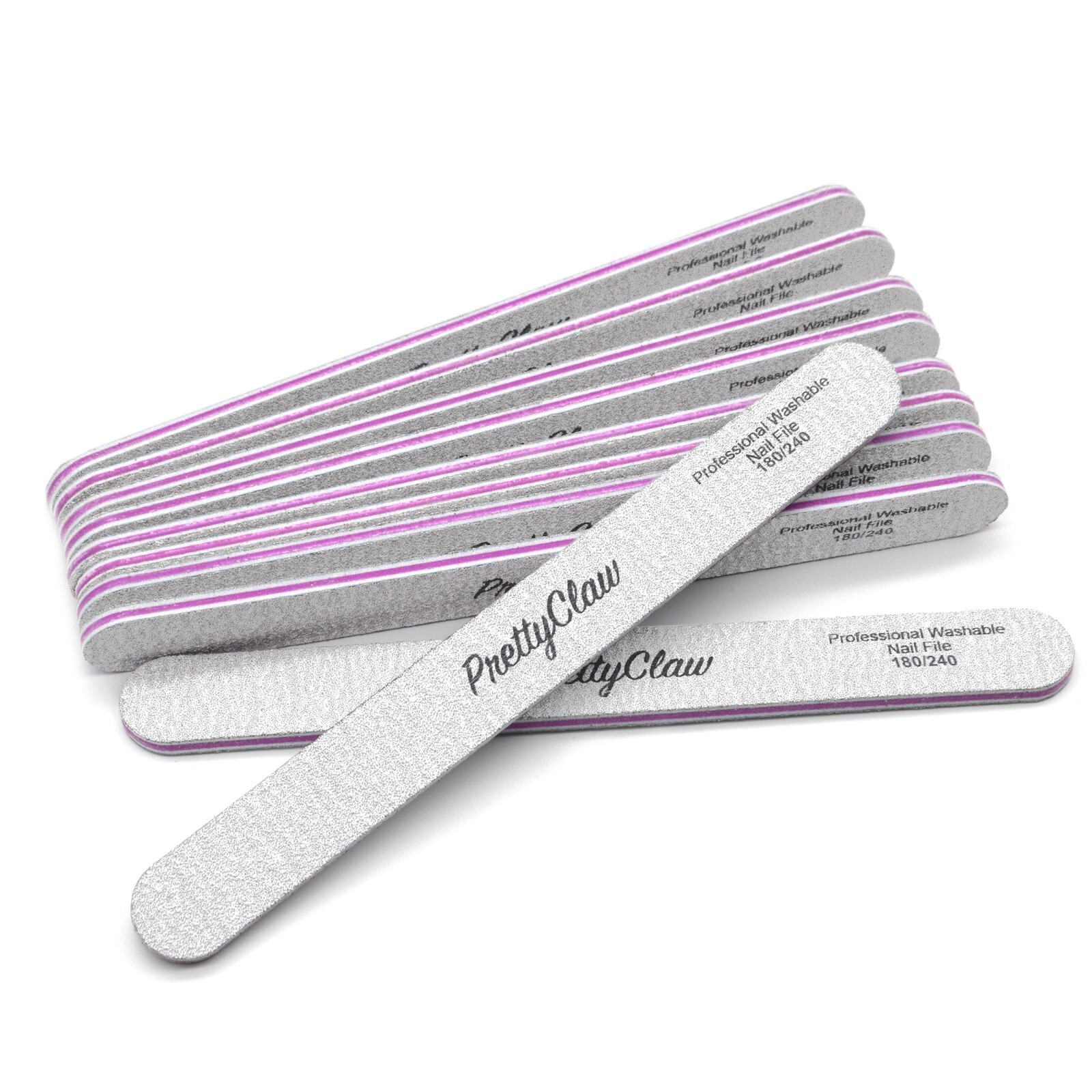 10pc Professional Nail Files Acrylic File Straight Zebra File 180/240 Grit