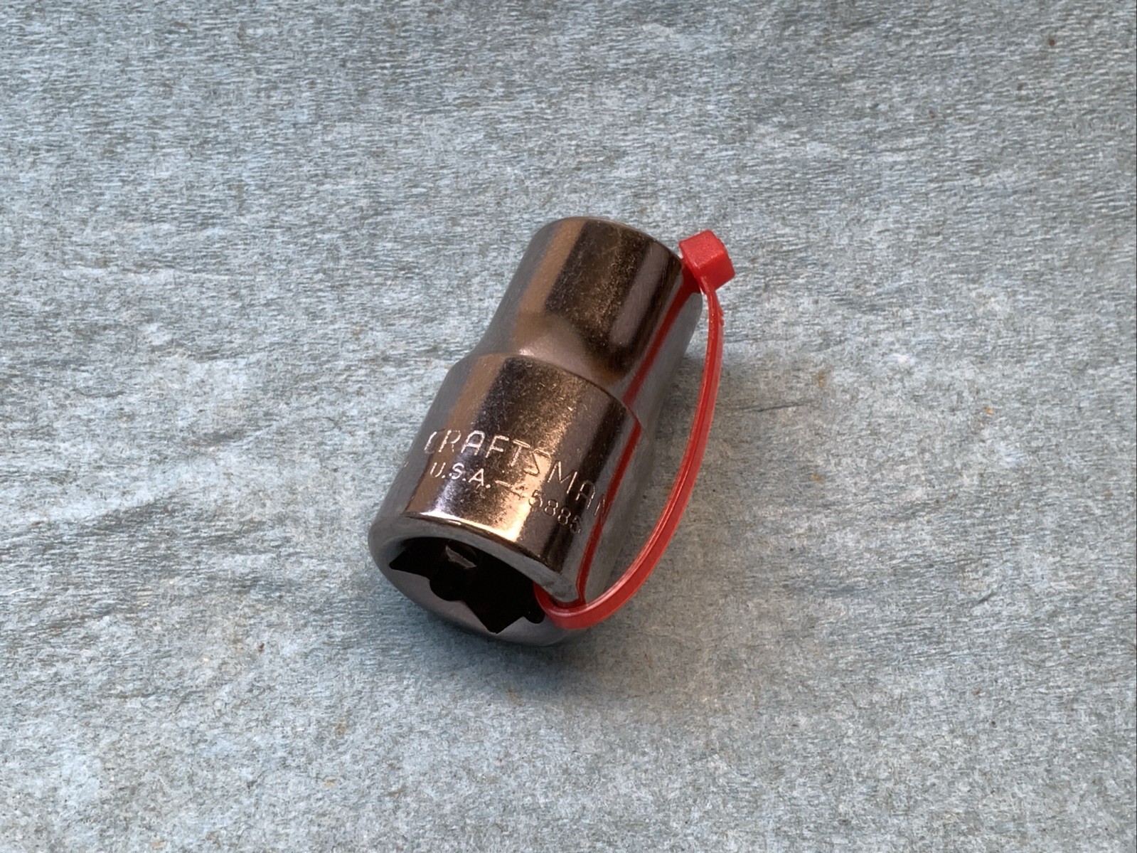 Craftsman 45885 1/2in.  1/2 Drive 6pt Socket, laser/stamped markings USA  RED