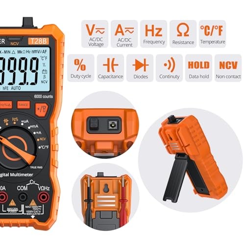 Digital Multimeter - TRMS Voltmeter Multimetro Auto 6000Counts-Pro Orange