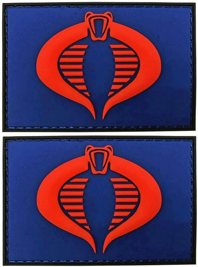 GI Joe Cobra PVC RUBBER Morale Patch  - 2PC  -3" X 2" HOOK BACKING PVC
