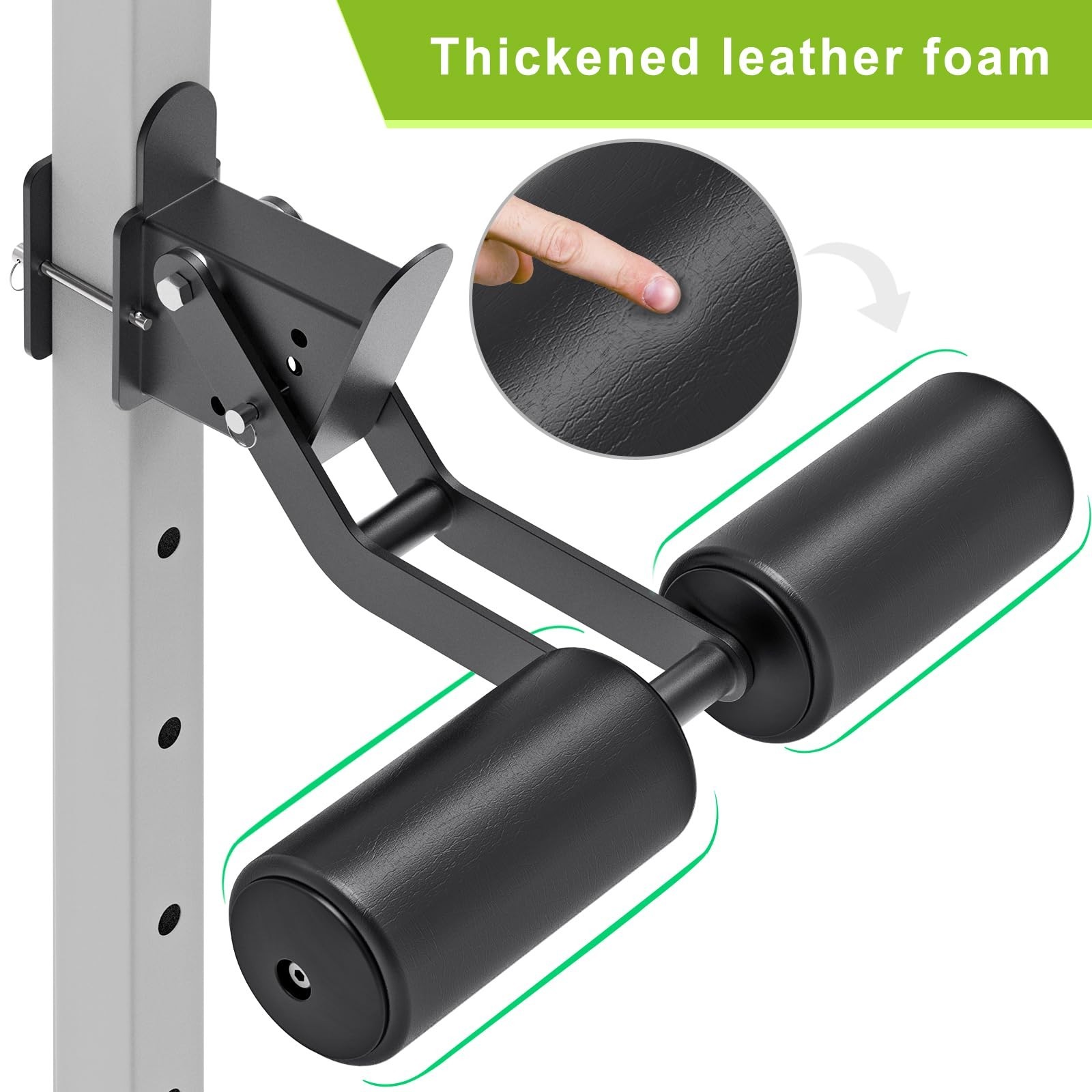 Nordic Hamstring Curl Squat Rack Attachment - Adjustable Leg Hold Down, Leather